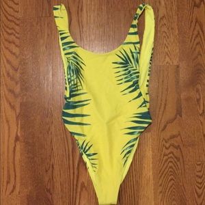 Yellow Palm One Piece Swimsuit